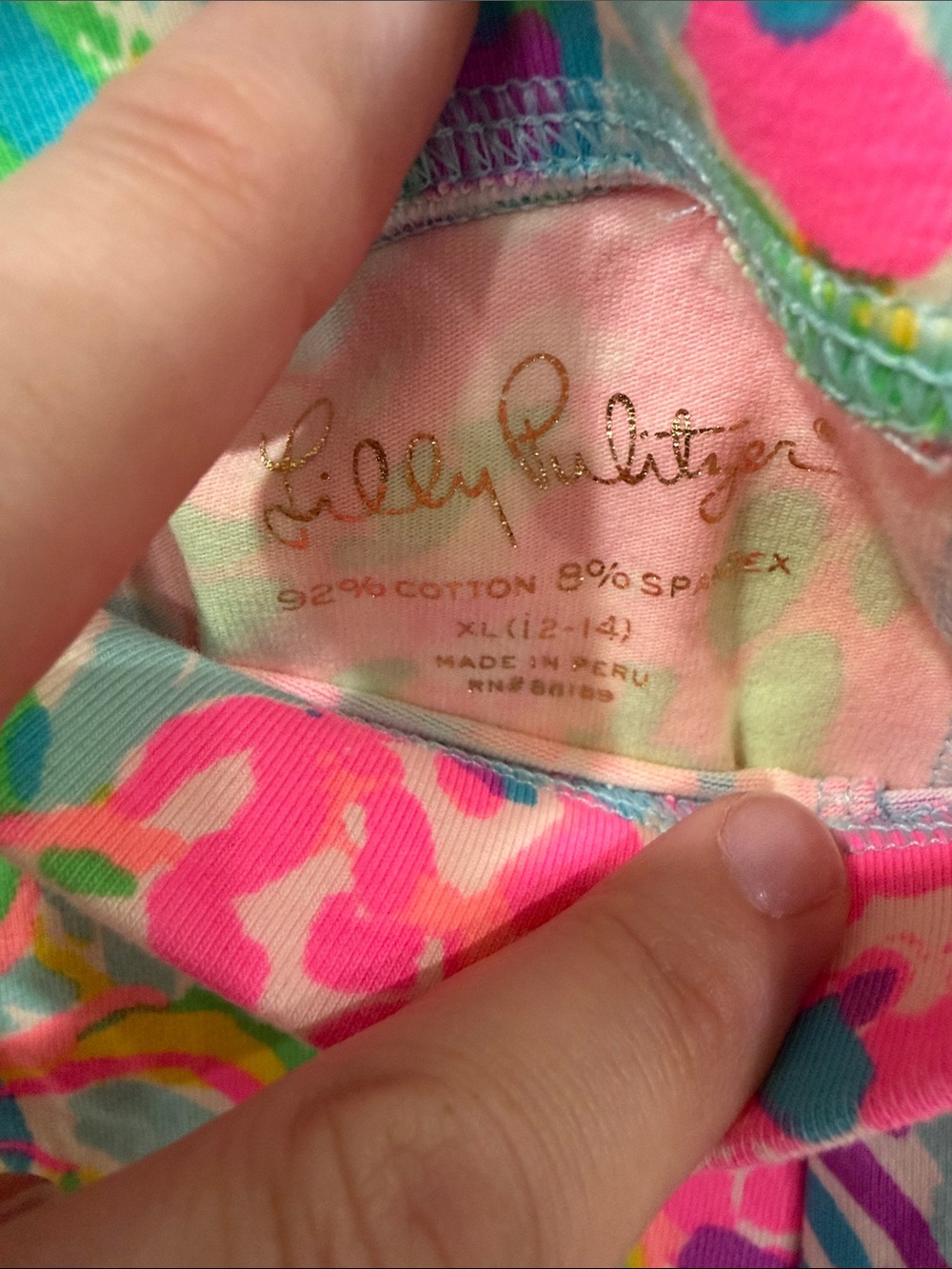 EUC Lilly Pulitzer Girls' Floral Leggings in Pink, Green & Blue Rainbow Soleil - Picture 5 of 5